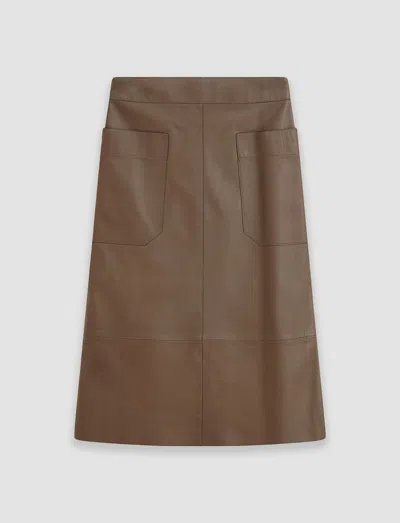Joseph Nappa Leather Blomfield Skirt In Arabica