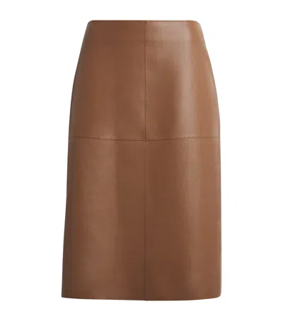 Joseph Nappa Leather Niven Skirt In Brown