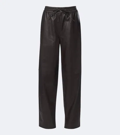 Joseph Nat Leather Barrel-leg Pants In Brown