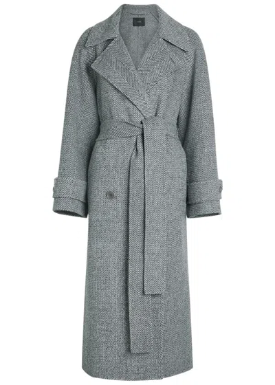 Joseph Navarre Herringbone Wool Coat In Gray