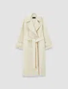 Joseph Navarre Linear Double Face Wool Coat In White