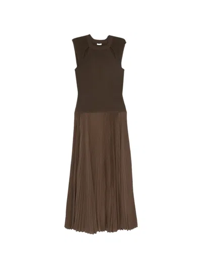 Joseph Nereus Pleated Cutout Maxi Dress In Brown