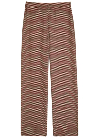 Joseph New Sahel Checked Wide-leg Trousers In Brown