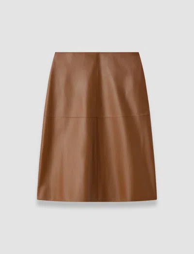 Joseph Niven Soft Nappa Leather Skirt In Brown