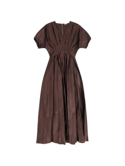 Joseph Nova Pleated V-neck Maxi Dress In Purple