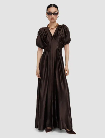 Joseph Nova Silk Linen Blend Dress In Brown