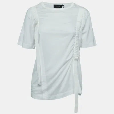 Pre-owned Joseph Off White Cotton Adjustable Strap Detailed Half Sleeve T-shirt Xs