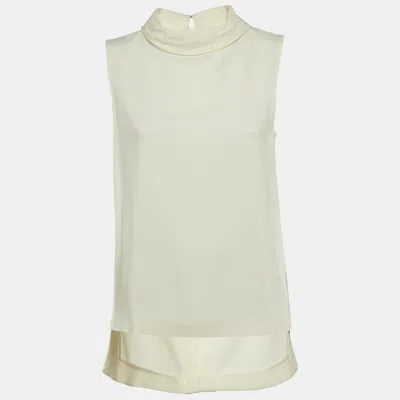 Pre-owned Joseph Off White Crepe Sleeveless Turtle Neck Top M