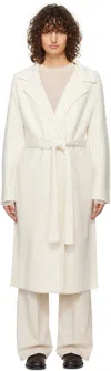 Joseph Off-white Diagonal Knit Coat In 0045 Ivory
