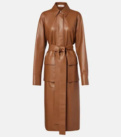 Joseph Okabe Leather Coat In Brown