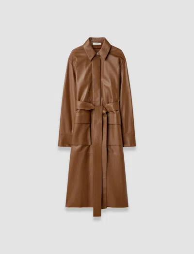 Joseph Okabe Soft Nappa Leather Coat In Brown