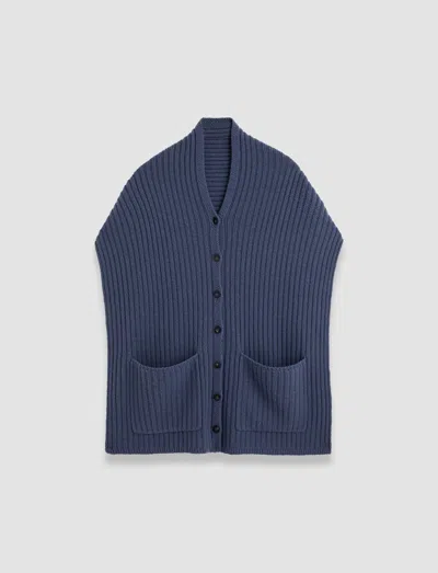Joseph Open Cashmere Button Scarf In Harbour