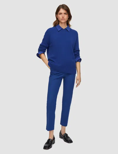 Joseph Open Cashmere Round Neck Jumper In Blue