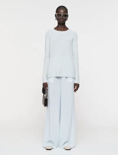 Joseph Open Cashmere Round Neck Jumper In Blue