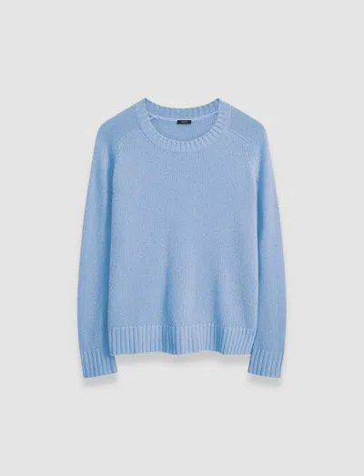 Joseph Open Cashmere Round Neck Jumper In Faded Sky