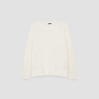 Joseph Open Cashmere Round Neck Jumper In Ivory