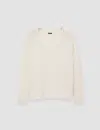 Joseph Womens Ivory V-neck Wide-rib Cashmere Jumper In Oat