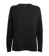 Joseph Open Cashmere V-neck Sweater In Black