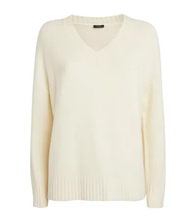 Joseph Open Cashmere V-neck Sweater In Ivory