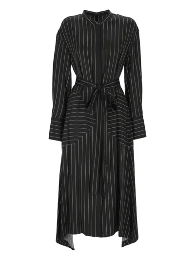 Joseph Orlana Striped Belted Midi Dress In Black