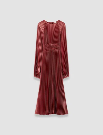 Joseph Ortiz Pleated Woven Dress In Burgundy