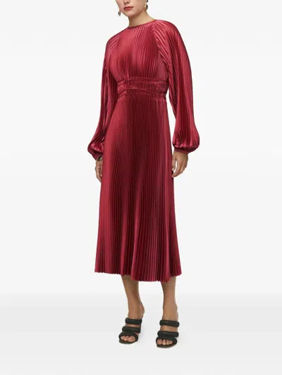 Joseph Ortiz Pleated Woven Dress In Burgundy
