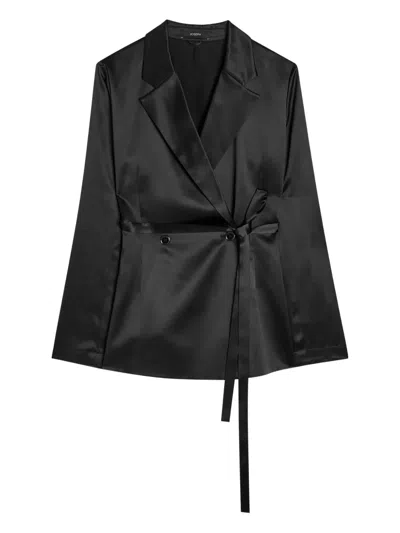 Joseph Oubert Silk Double-breasted Blazer In Black