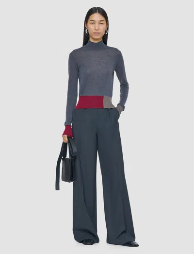 Joseph Overlay Cashair Mock Neck Jumper In Gray