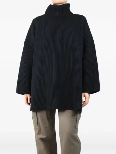 Pre-owned Joseph Oversized Ribbed Roll-neck Sweater In Black