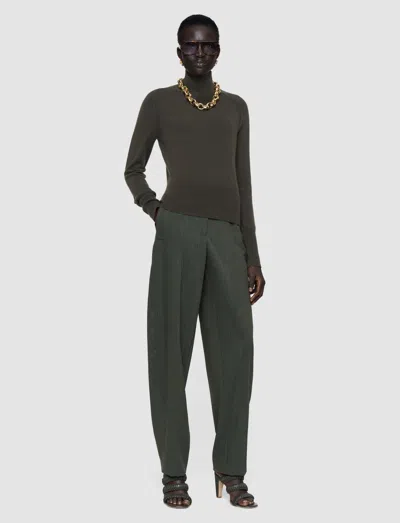 Joseph Oxna Light Pure Cashmere High Neck Jumper In Green
