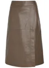 Joseph Panelled Wrap-effect Leather Midi Skirt In Brown
