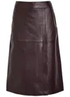Joseph Panelled Wrap-effect Leather Midi Skirt In Purple