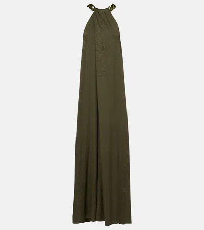 Joseph Parc Printed Silk Maxi Dress In Green