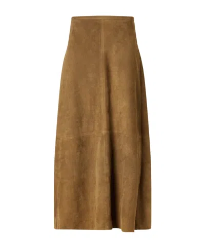 Joseph Helius Paneled Suede Maxi Skirt In Brown