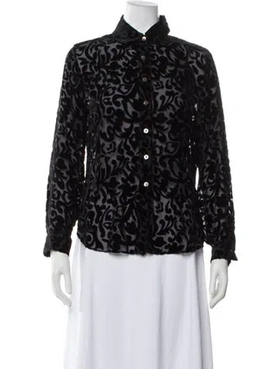 Pre-owned Joseph Patterned Long Sleeve Blouse In Black