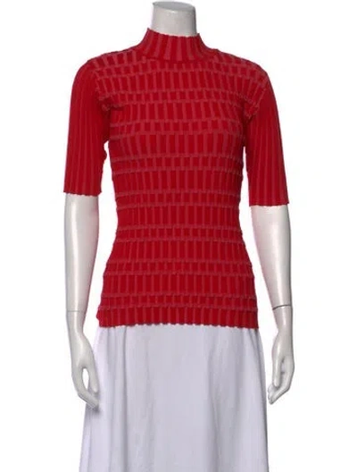 Pre-owned Joseph Patterned Mock Neck Sweater In Red