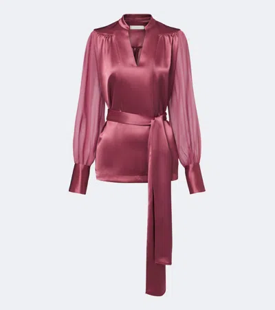 Joseph Paula Satin And Chiffon Blouse In Pink