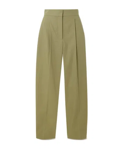 Joseph Paver Pleated Cotton Tapered Pants In Green
