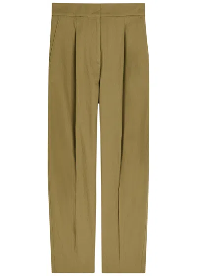 Joseph Paver Pleated Straight-leg Trousers In Green