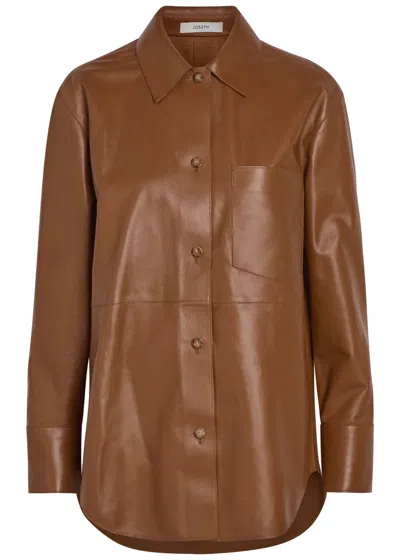 Joseph Penna Leather Jacket In Brown
