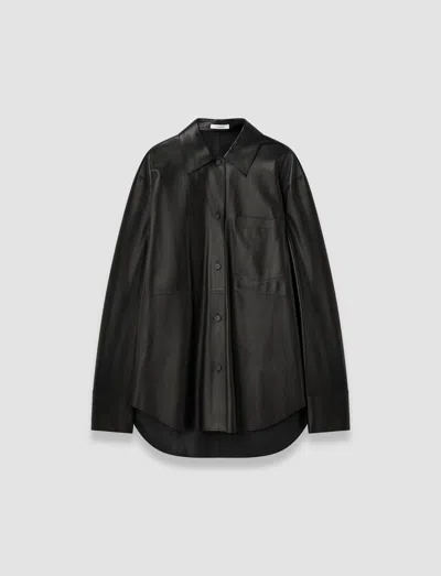 Joseph Penna Soft Nappa Leather Overshirt In Black