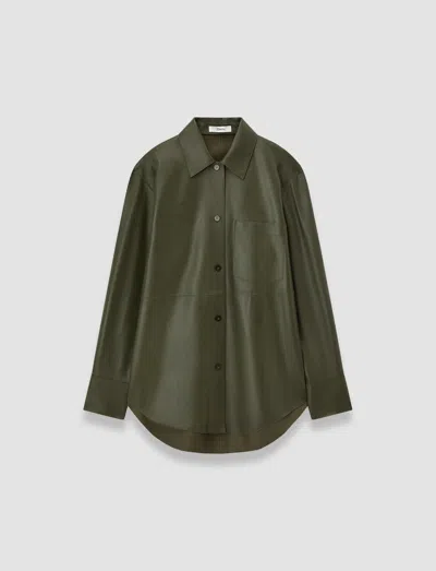 Joseph Penna Soft Nappa Leather Overshirt In Green
