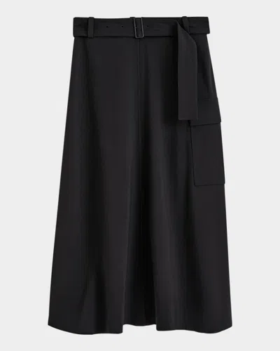 JOSEPH PERNETTE BELTED A-LINE MIDI SKIRT