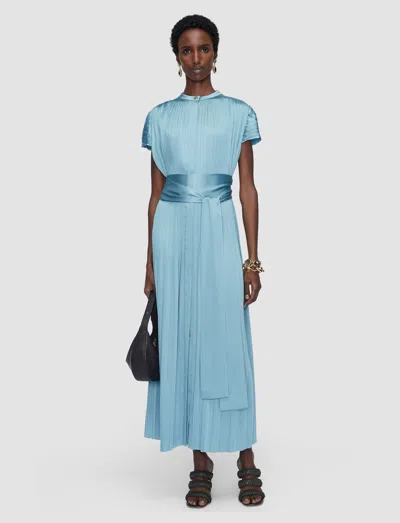Joseph Phare Pleated Satin Dress In Blue