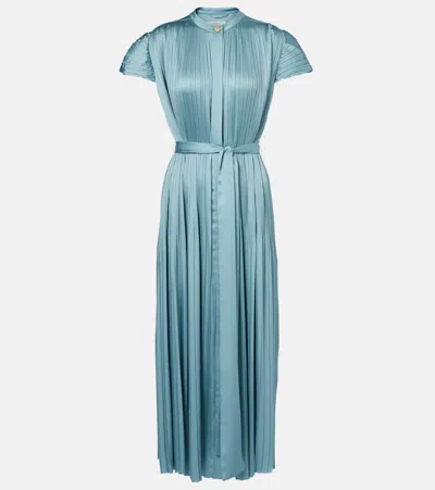 Joseph Phare Plissé Satin Midi Dress In Blue