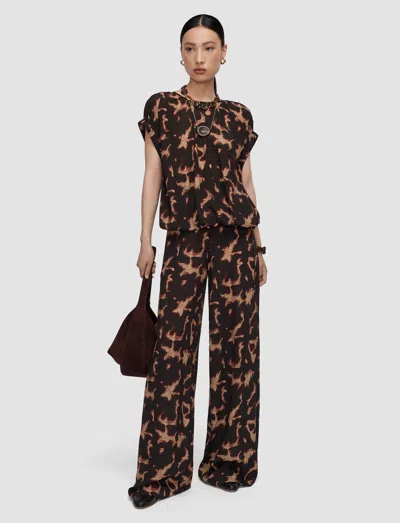 Joseph Phoebe Tortoiseshell Crepe Blouse In Brown