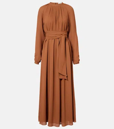 Joseph Pinky Belted Draped Maxi Dress In Brown