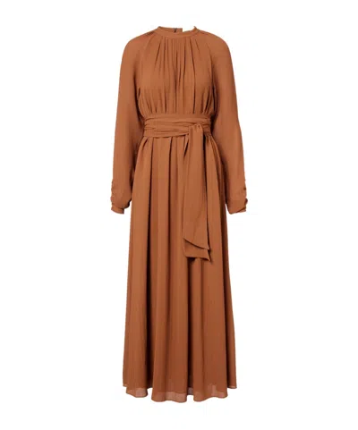 Joseph Pinky Belted Draped Maxi Dress In Brown