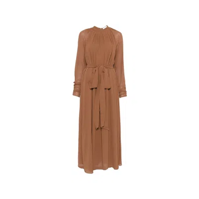 Joseph Pinky Tie-waist Midi Dress In Brown