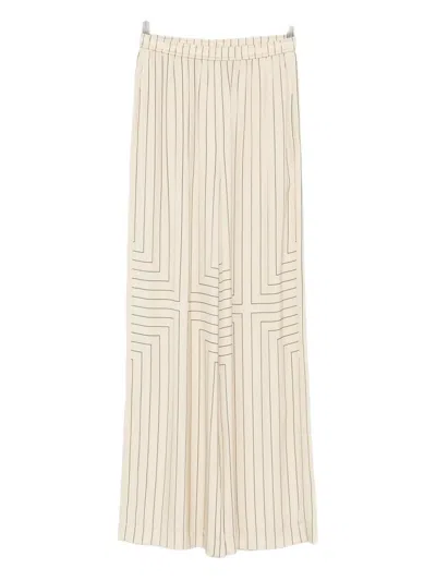 Joseph Pinstripe Geometric Trousers In Brown